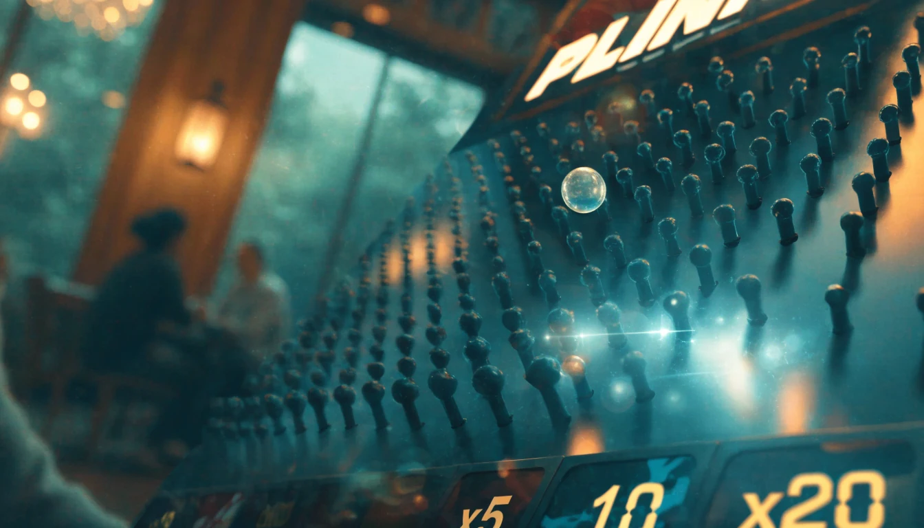 Plinko-bord met een vallende bal en multipliers in een Nederlandse casinogame 2026
